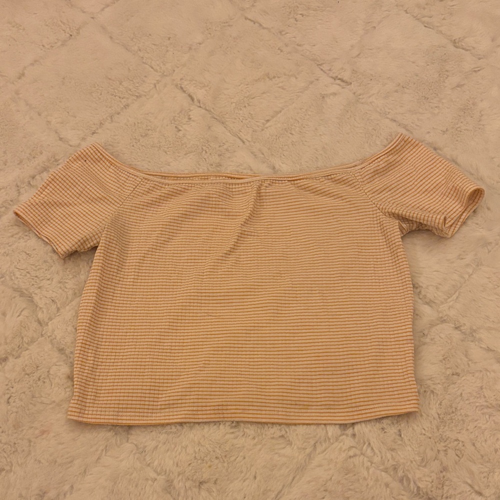 PacSun Off-Shoulder Striped Crop Top - Tan